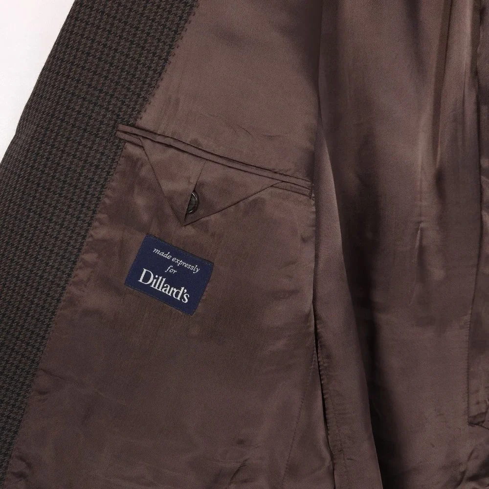 RALPH LAUREN Sport Coat Blazer 44 PURE NEW WOOL WOOLMARK Brown Plaid Elbow Patch